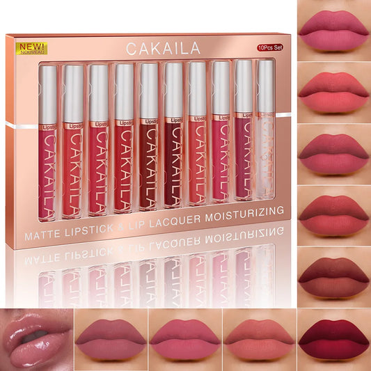 CAKAILA 10-Piece Nude Lip Gloss Set - LIPOXI