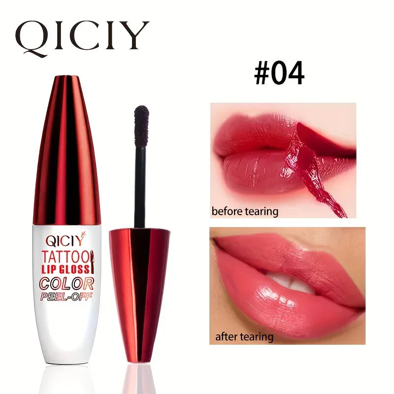 QICY Tattoo Lip Gloss Peel-Off Long-Lasting Moisturizing - LIPOXI