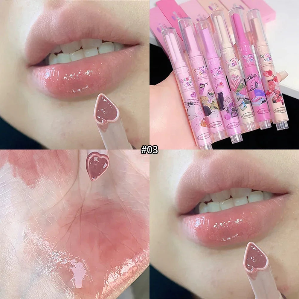 Thin Tube Heart-Shaped Lipstick Jelly Mirror Lip Gloss - LIPOXI