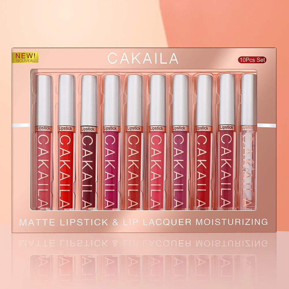 CAKAILA 10-Piece Nude Lip Gloss Set - LIPOXI