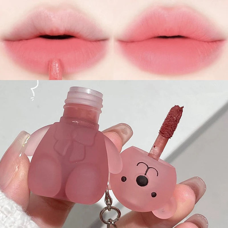 Cute Bear Keychain Lip Gloss Matte Lip Tint Makeup Cosmetics - LIPOXI