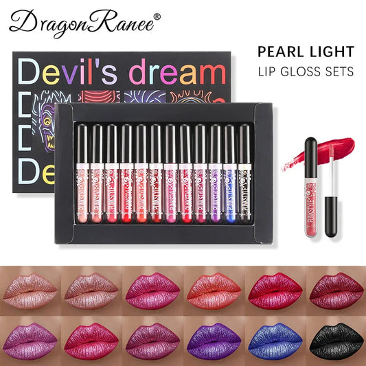 12 Vibrant Glitter Lip Gloss Collection - LIPOXI