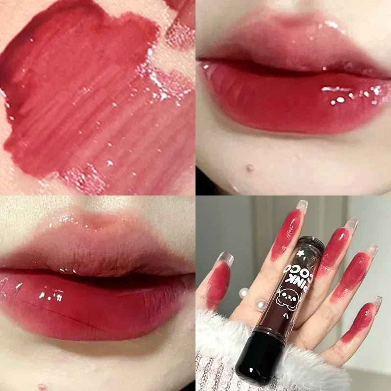 Dark Red Brown Mirror Lip Glaze Moisturizing Pigmented Lipstick - LIPOXI