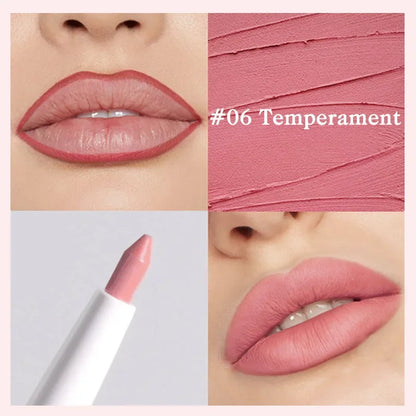 Matte Lipstick Pen Nude Brown Waterproof Lip Liner Pencil - LIPOXI