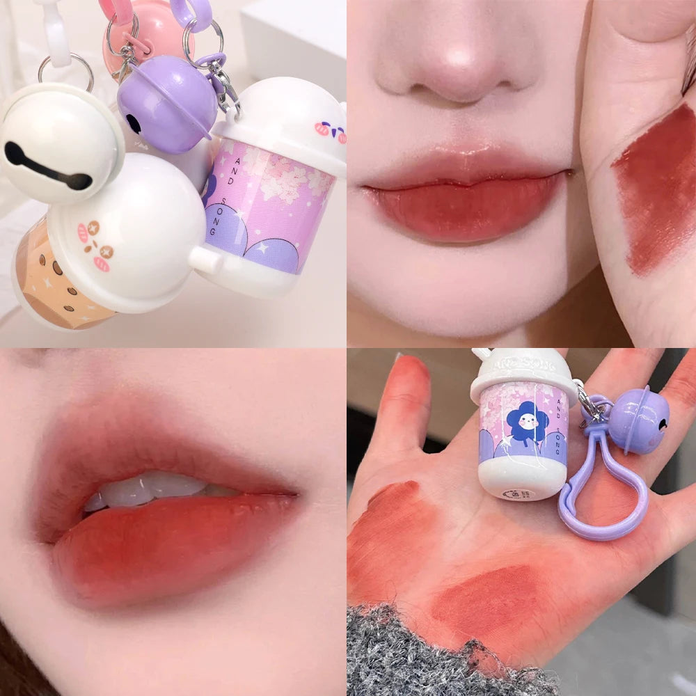 Cute Bear Keychain Lip Gloss Matte Lip Tint Makeup Cosmetics - LIPOXI