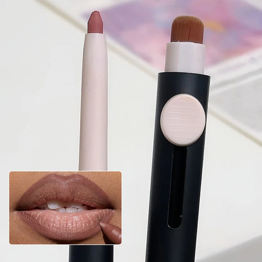 Waterproof Matte Lipliner Pencil with Brush Sexy Nude Brown - LIPOXI