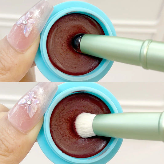 Dual-Ended Silicone & Fiber Makeup Brush - LIPOXI