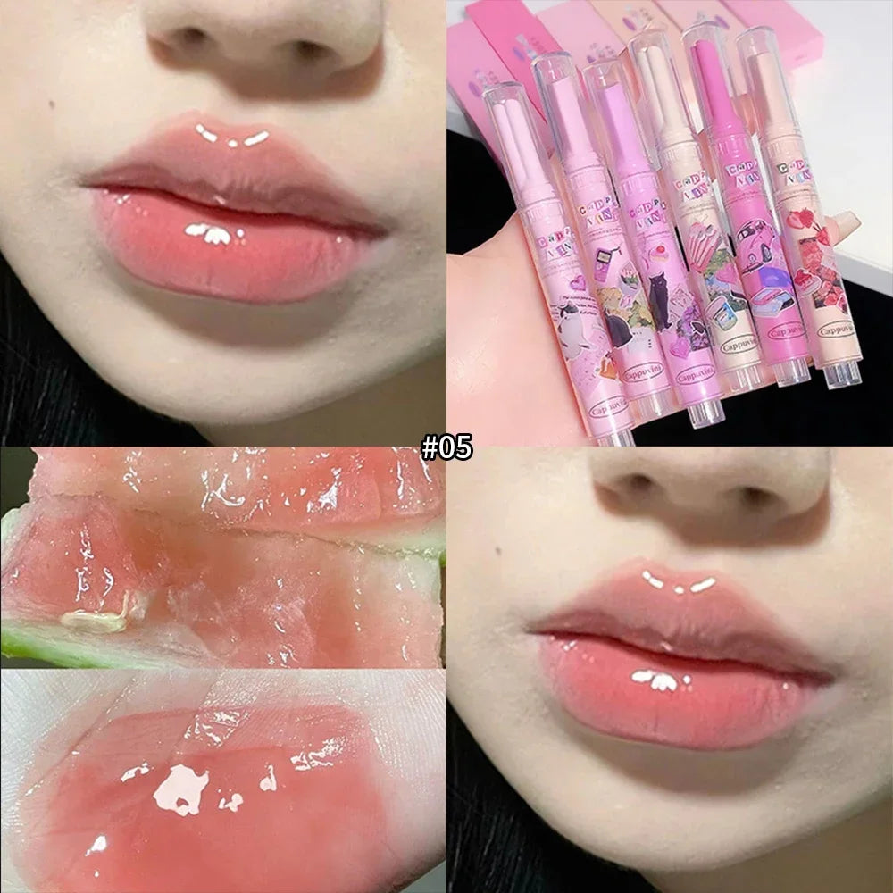 Thin Tube Heart-Shaped Lipstick Jelly Mirror Lip Gloss - LIPOXI