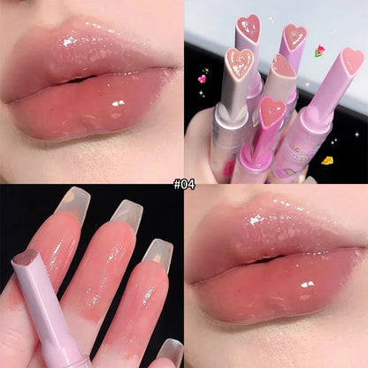 Thin Tube Heart-Shaped Lipstick Jelly Mirror Lip Gloss - LIPOXI