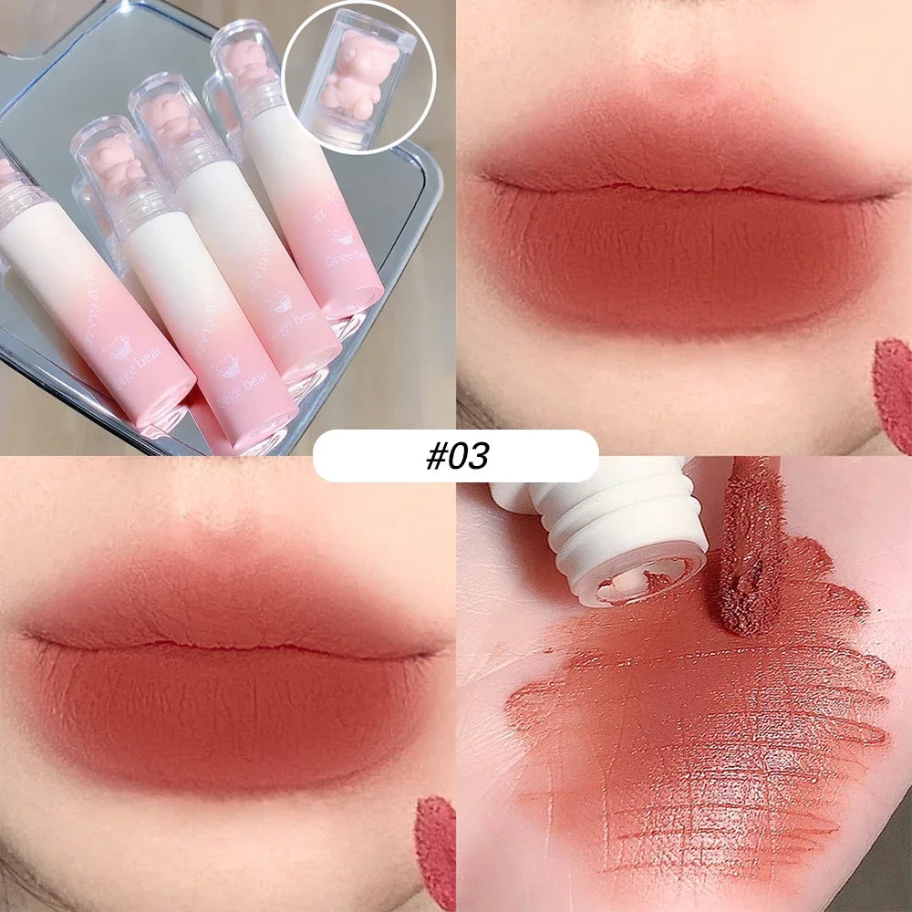 Cute Bear Velvet Lip Gloss Girl's Matte Waterproof Lipstick - LIPOXI