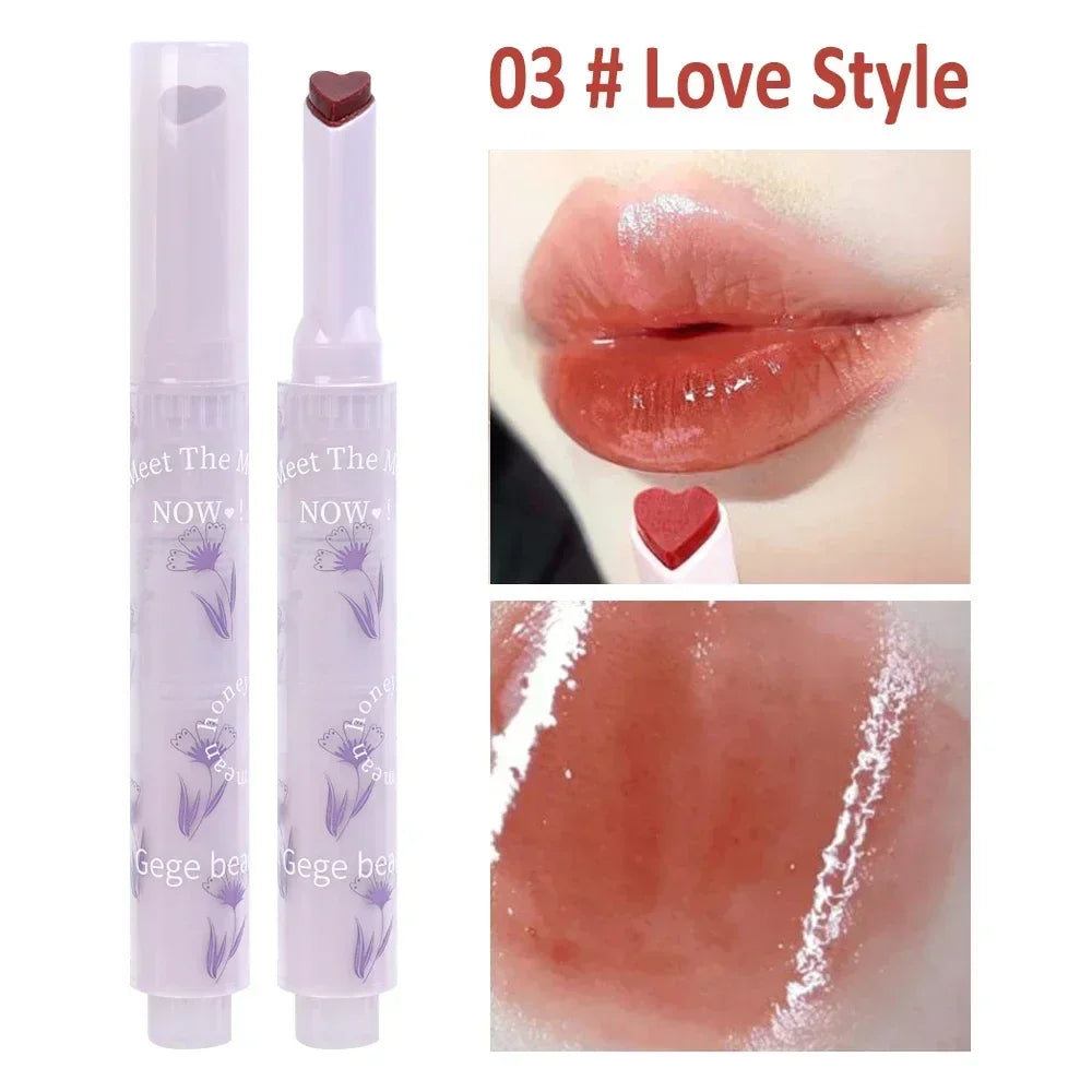 Jelly Mirror Lipstick Makeup Love Shape Long Lasting Gloss - LIPOXI