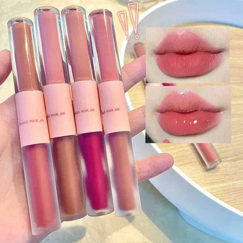 1PC Double Head Waterproof Lip Gloss Matte Velvet Lipgloss - LIPOXI