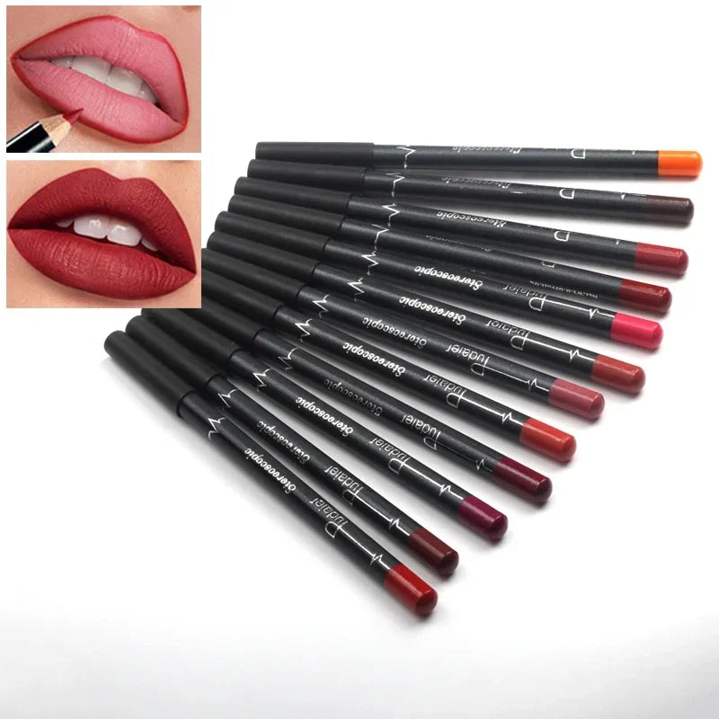 12 Pcs Set Waterproof Lip Liner Pencil Nude Matte Moisturizing - LIPOXI