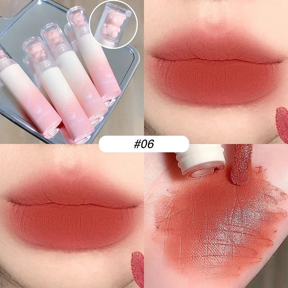 Cute Bear Velvet Lip Gloss Girl's Matte Waterproof Lipstick - LIPOXI