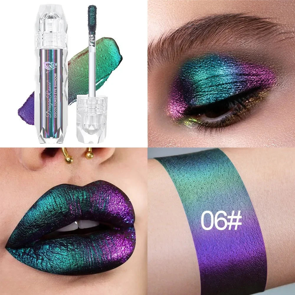 Navy Green Holographic Glitter Eye Shadow & Lip Gloss Stick - LIPOXI