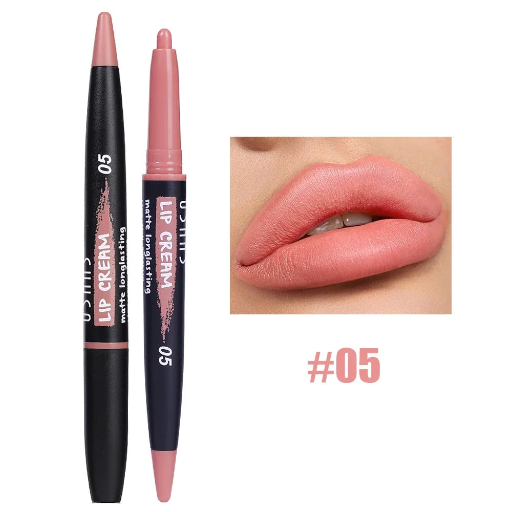 Sexy Nude Lipstick Lipliner Waterproof Matte Crayon Makeup - LIPOXI