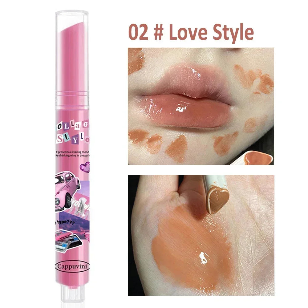 Jelly Mirror Lipstick Makeup Love Shape Long Lasting Gloss - LIPOXI