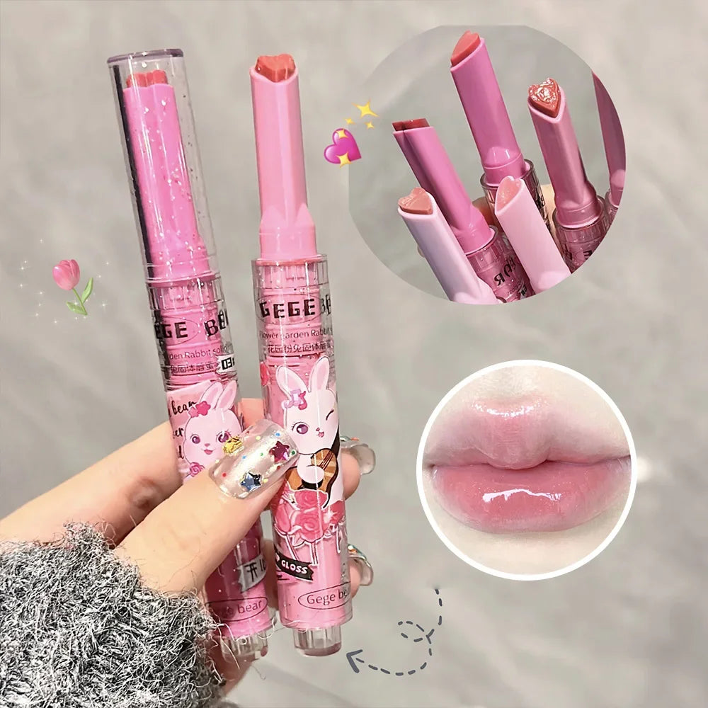 Solid Lip Gloss Gege Bear Garden Pink Rabbit 3Pcs Set - LIPOXI