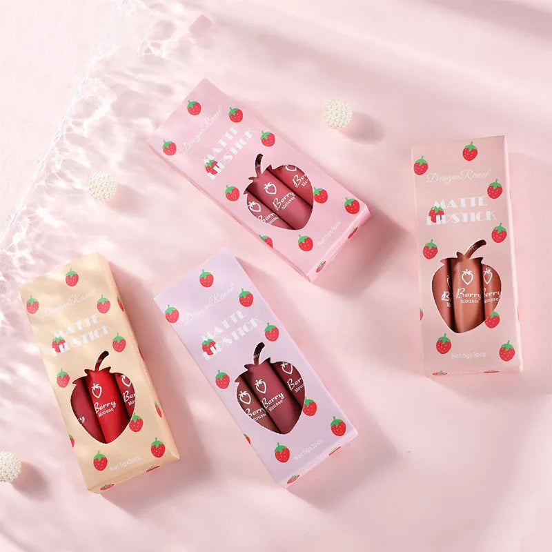 Strawberry Velvet Matte Lip Glaze Trio - LIPOXI