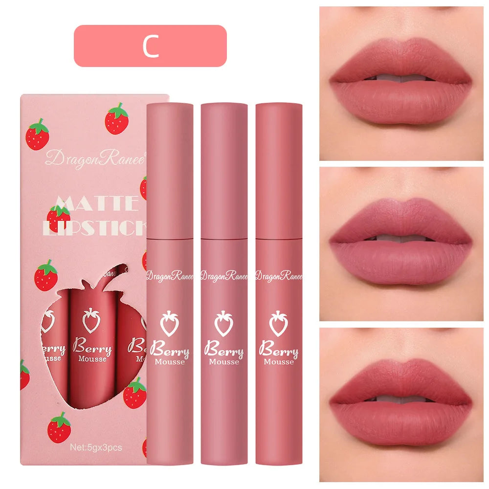 Strawberry Velvet Matte Lip Glaze Trio - LIPOXI