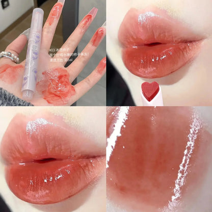 Thin Tube Heart-Shaped Lipstick Jelly Mirror Lip Gloss - LIPOXI