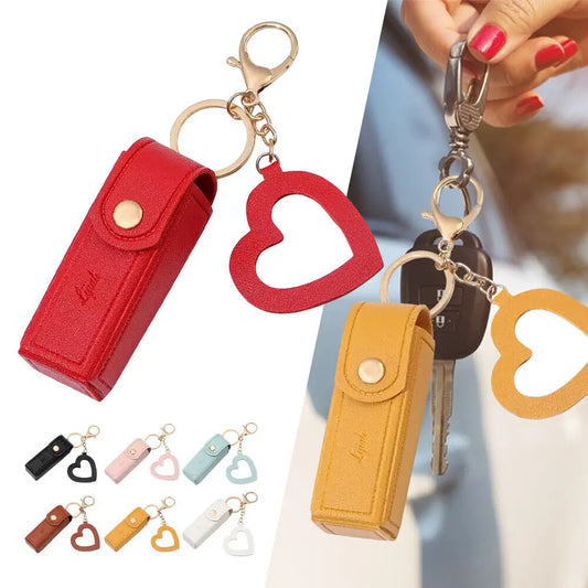 Chic Leather Lipstick Keychain Holder - LIPOXI