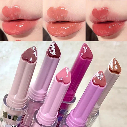 Jelly Mirror Lipstick Makeup Love Shape Long Lasting Gloss - LIPOXI