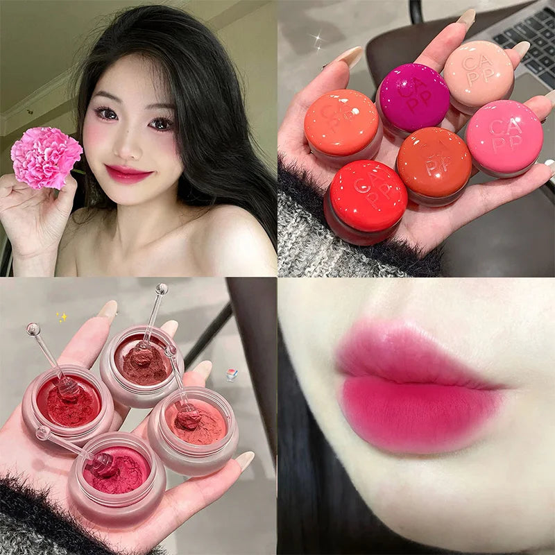 New Small Round Jar Lip Mud Matte Moisturize Waterproof Lip Cosmetics - LIPOXI