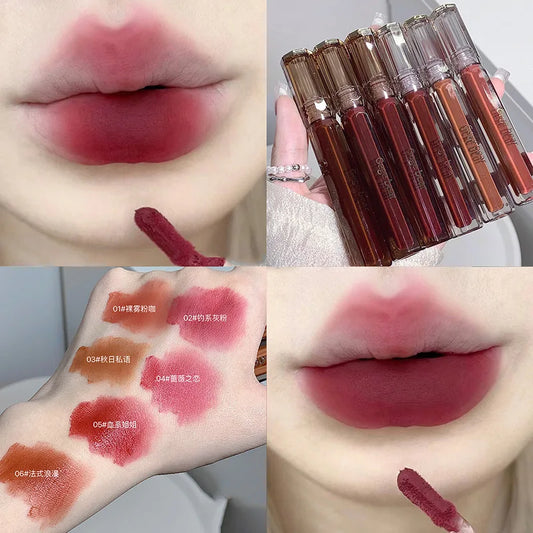 Gege Bear Feather Fog Velvet Lip Stain Affordable Matte Lipstick - LIPOXI