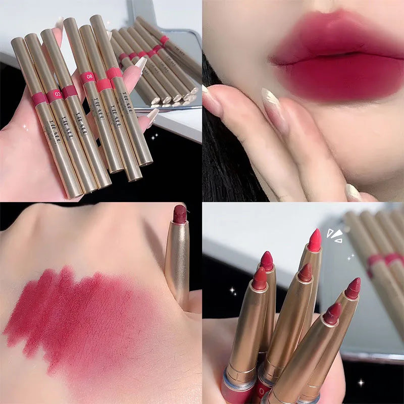 Auto Rotate Red Lip Liner Pencil Long Lasting Korean Makeup - LIPOXI