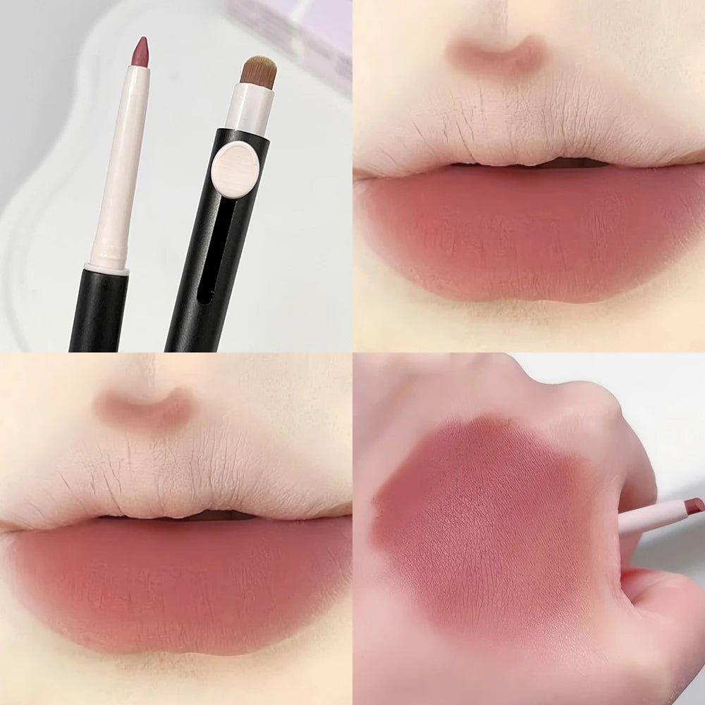 Double Head Lipliner Pencil with Brush Long Lasting Nude Makeup - LIPOXI