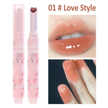 Jelly Mirror Lipstick Makeup Love Shape Long Lasting Gloss - LIPOXI