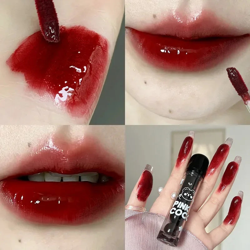 Dark Red Brown Mirror Lip Glaze Moisturizing Pigmented Lipstick - LIPOXI