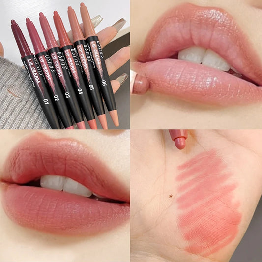 Sexy Nude Lipstick Lipliner Waterproof Matte Crayon Makeup - LIPOXI