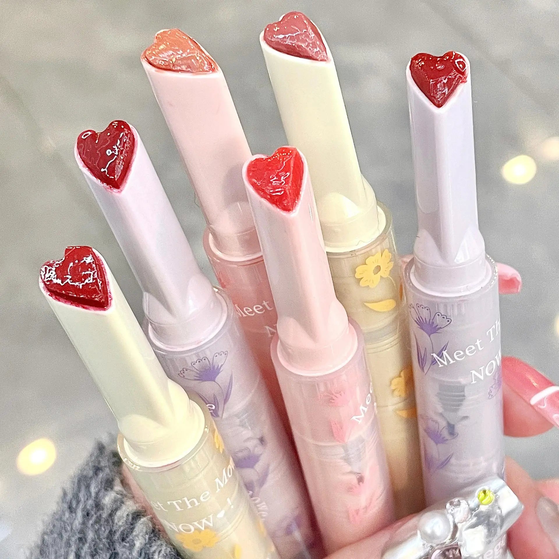 Water-Light Lip Glaze Mirror Glitter Lip Tint Love Heart Shape - LIPOXI