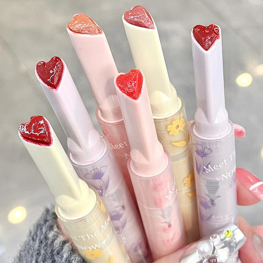 Water-Light Lip Glaze Mirror Glitter Lip Tint Love Heart Shape - LIPOXI