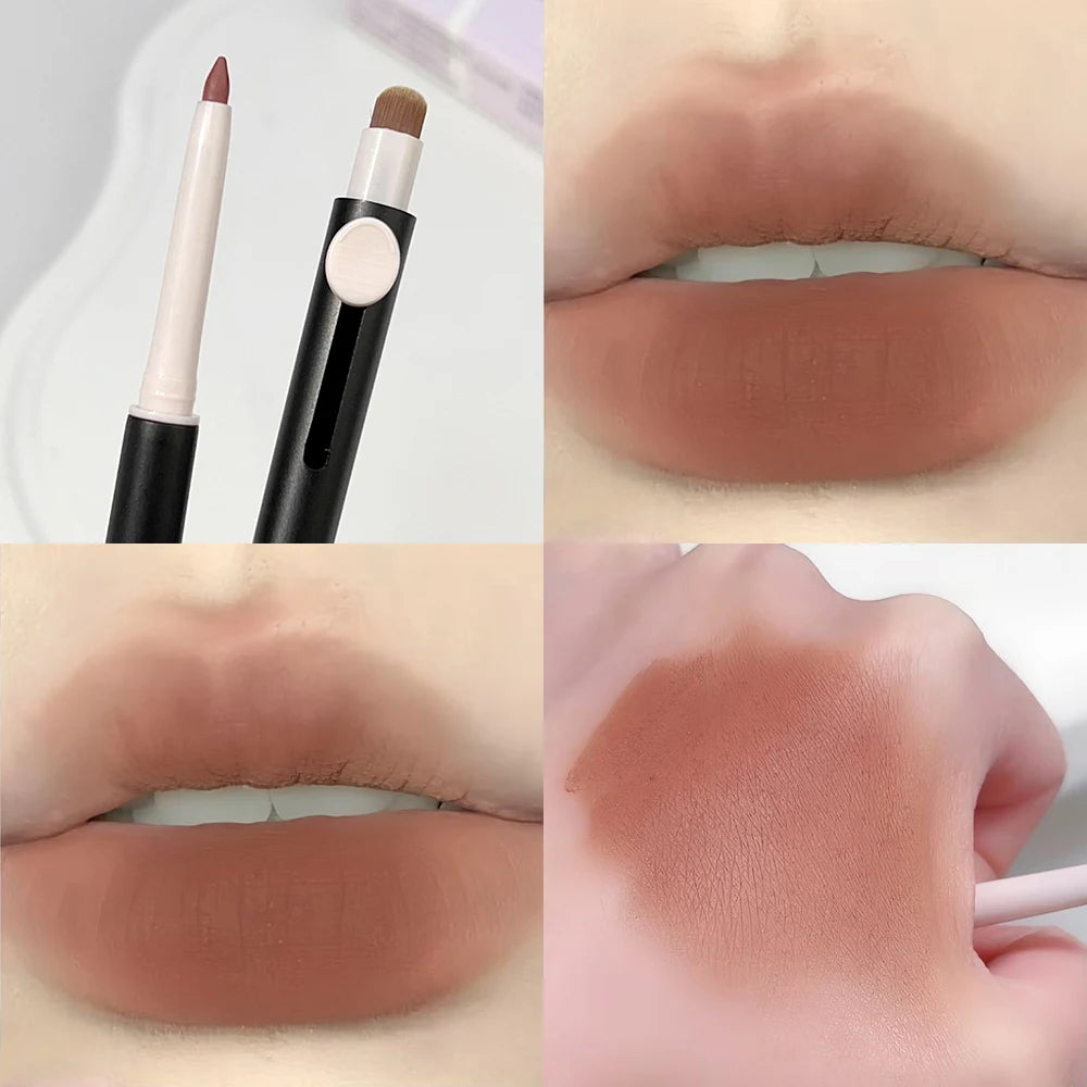 Double Head Lipliner Pencil with Brush Long Lasting Nude Makeup - LIPOXI