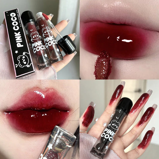 Black Mirror Water Lip Glaze Sexy Red Lip Tint Korean Cosmetic - LIPOXI