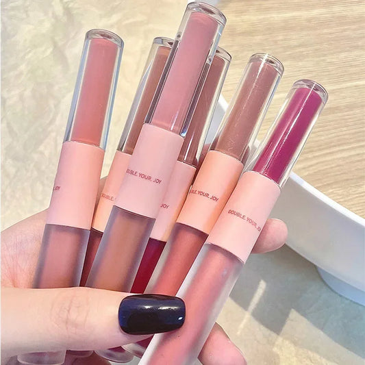 1PC Double Head Waterproof Lip Gloss Matte Velvet Lipgloss - LIPOXI