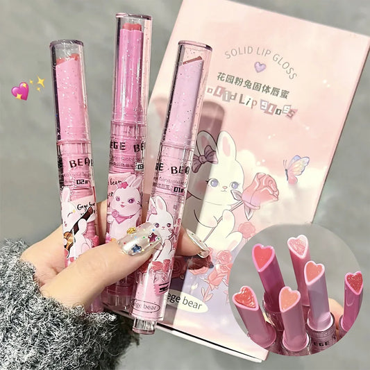 Solid Lip Gloss Gege Bear Garden Pink Rabbit Lip Set - LIPOXI