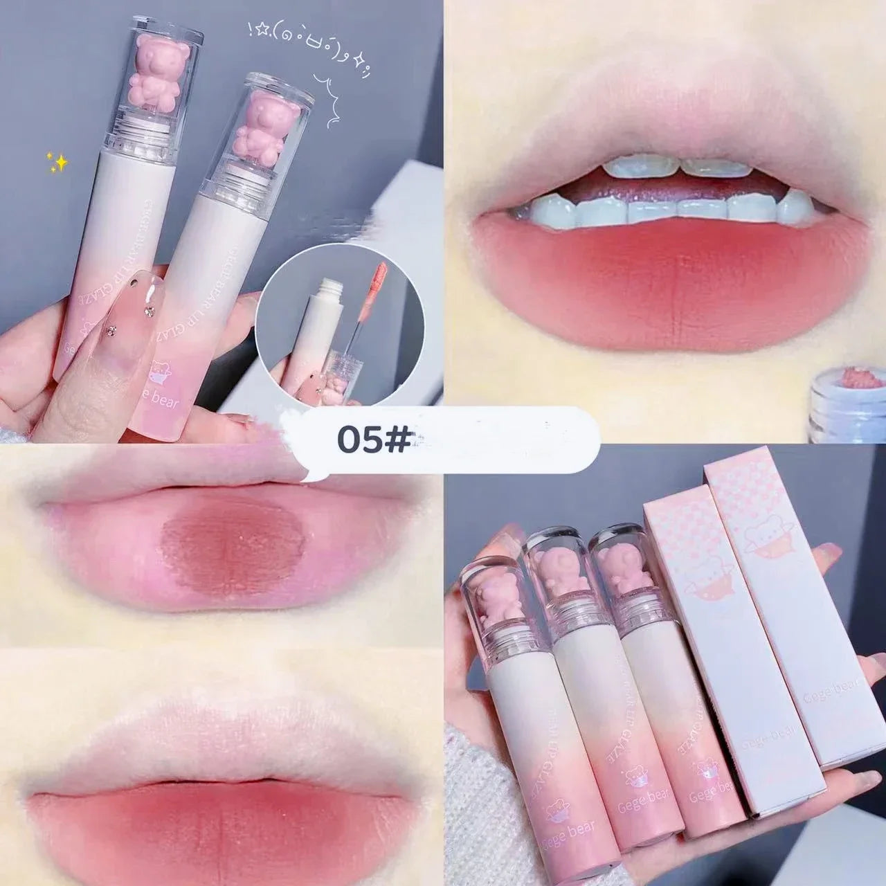 Cute Bear Matte Muse Lip Mud Long Lasting Lipgloss Velvet Mist - LIPOXI