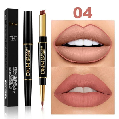 2 In 1 Matte Lipstick Pencil Double Ended Lip Liner Pen - LIPOXI