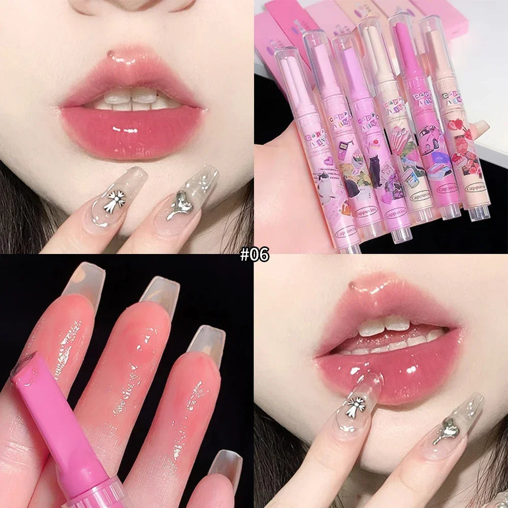 Thin Tube Heart-Shaped Lipstick Jelly Mirror Lip Gloss - LIPOXI