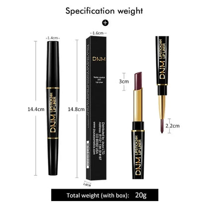 2 In 1 Matte Lipstick Pencil Double Ended Lip Liner Pen - LIPOXI