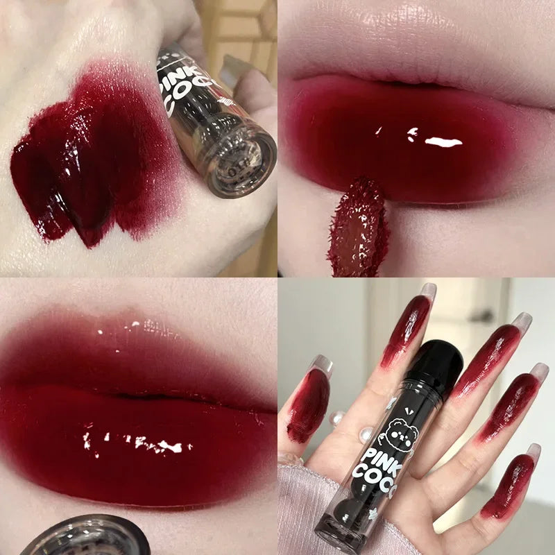 Black Mirror Water Lip Glaze Sexy Red Lip Tint Korean Cosmetic - LIPOXI