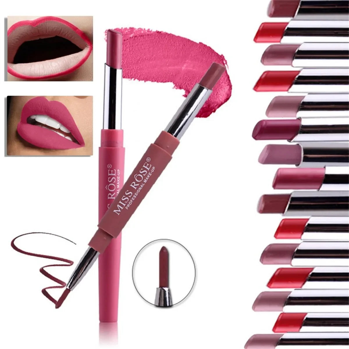 8 Colors Double Opening Lipstick Waterproof Lipstick Matte Tools - LIPOXI