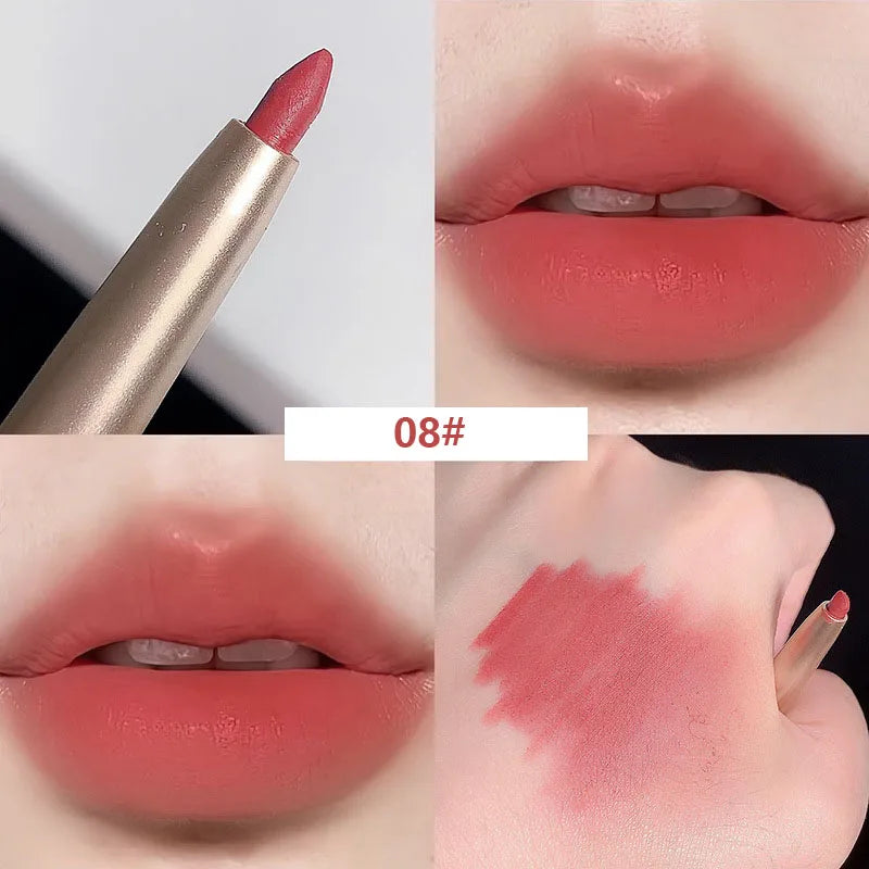 Auto Rotate Red Lip Liner Pencil Long Lasting Korean Makeup - LIPOXI