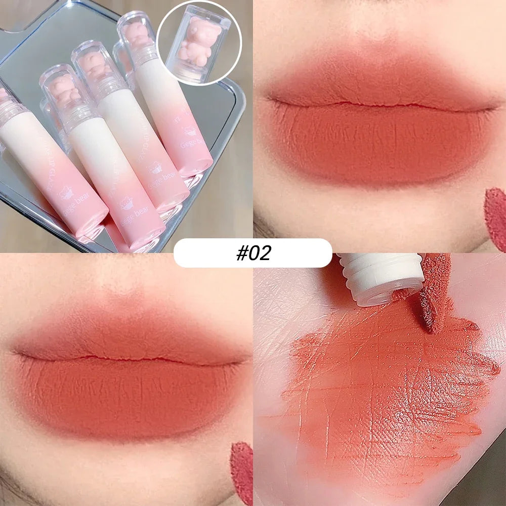 Cute Bear Velvet Lip Gloss Girl's Matte Waterproof Lipstick - LIPOXI