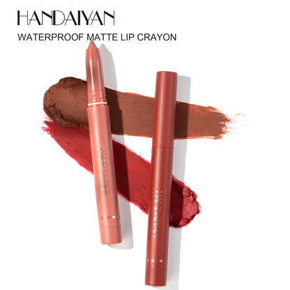 HANDAIYAN 12 Colors Crayon Lipstick High Pigment Matte Lip Liner - LIPOXI