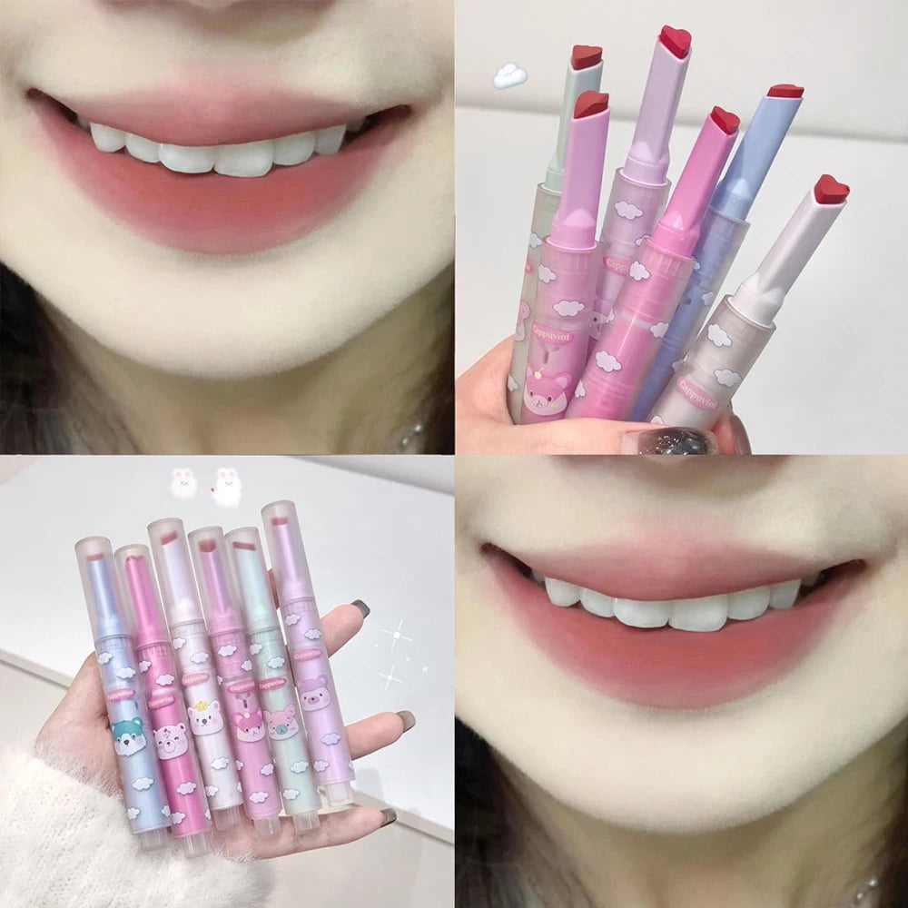 6 Colors Heart-shaped Velvet Lipstick Waterproof Matte Pen - LIPOXI